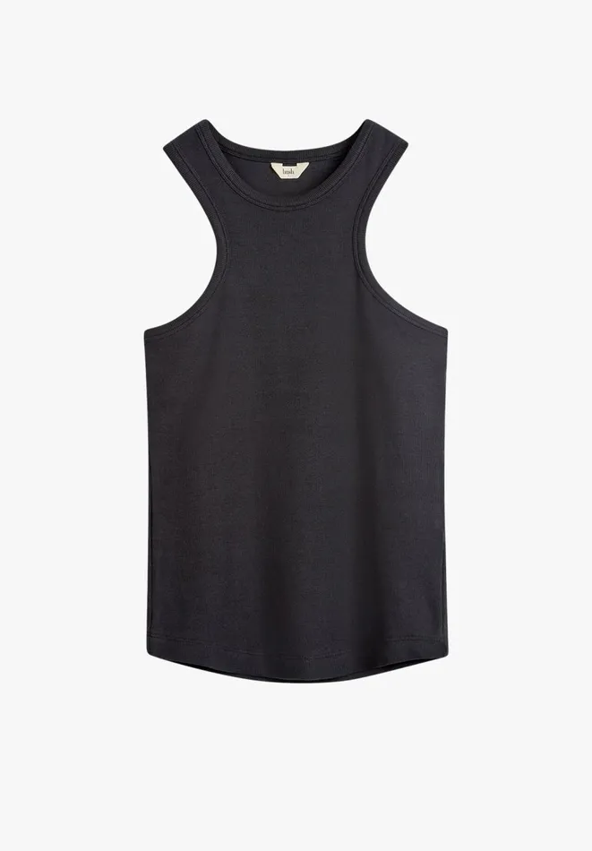 Hush Tops and Tshirts Women Racer Ribbed Tank Top Black Hush Tops and Tshirts Women Racer Ribbed Tank Top Black