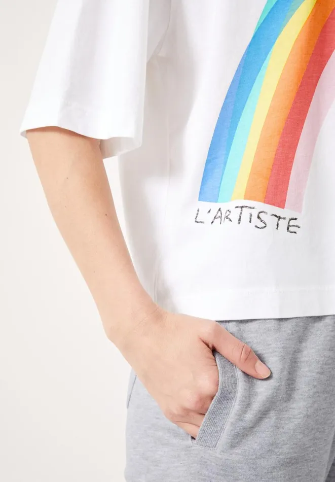 Hush Tops and Tshirts Women Rainbow L039artiste Graphic TShirt White Hush Tops and Tshirts Women Rainbow L039artiste Graphic TShirt White