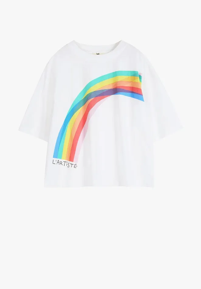 Hush Tops and Tshirts Women Rainbow L039artiste Graphic TShirt White Hush Tops and Tshirts Women Rainbow L039artiste Graphic TShirt White