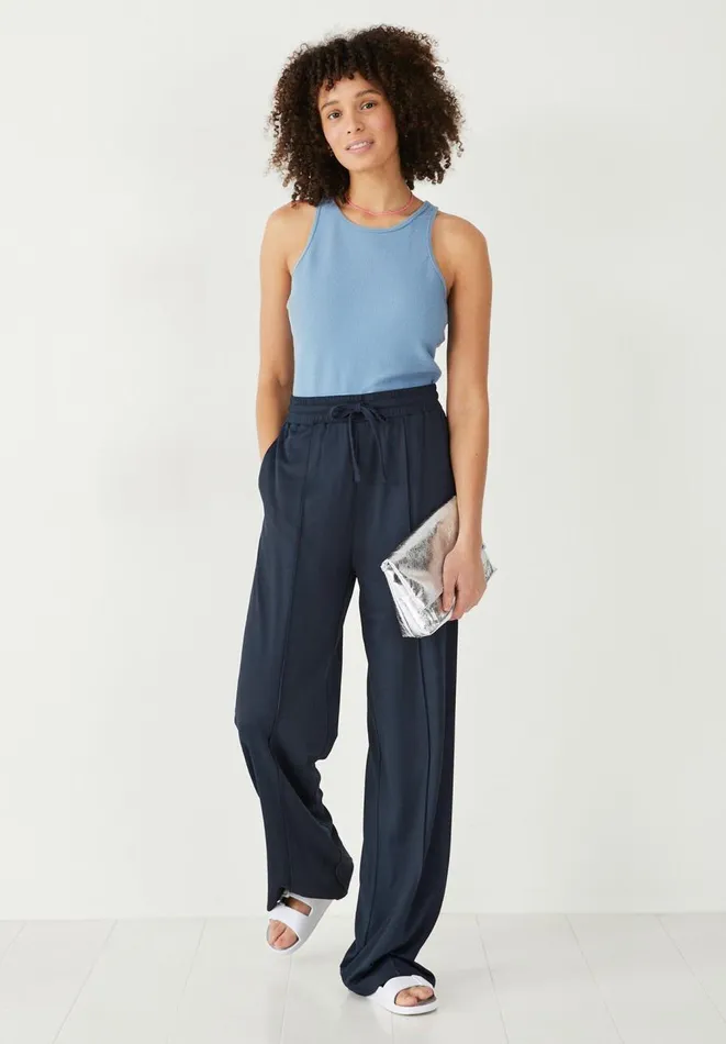 Hush Tops and Tshirts Women Ribbed Scoop Vest Blue
