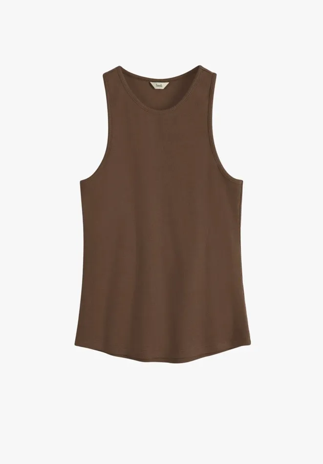 Hush Tops and Tshirts Women Ribbed Scooped Vest Chocolate Hush Tops and Tshirts Women Ribbed Scooped Vest Chocolate