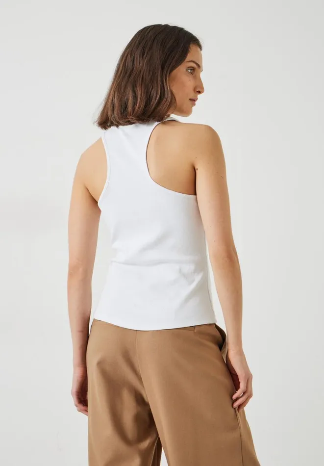 Hush Tops and Tshirts Women Ribbed Scooped Vest White Hush Tops and Tshirts Women Ribbed Scooped Vest White