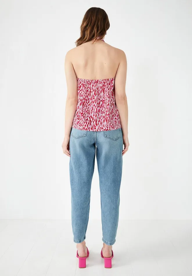 Hush Tops and Tshirts Women Ryn Knotted Halterneck Top Abstract Animal Ecrupink Hush Tops and Tshirts Women Ryn Knotted Halterneck Top Abstract Animal Ecrupink