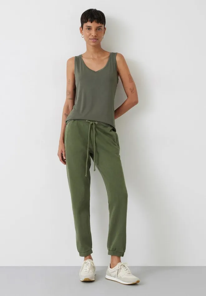 Hush Tops and Tshirts Women Sally VNeck Jersey Vest Top Khaki Hush Tops and Tshirts Women Sally VNeck Jersey Vest Top Khaki