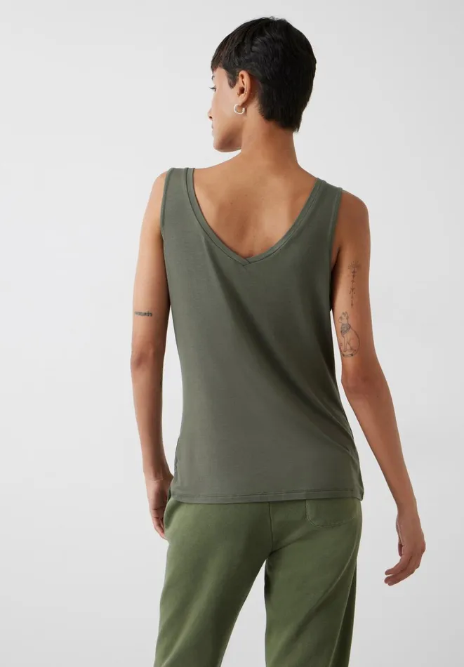 Hush Tops and Tshirts Women Sally VNeck Jersey Vest Top Khaki Hush Tops and Tshirts Women Sally VNeck Jersey Vest Top Khaki