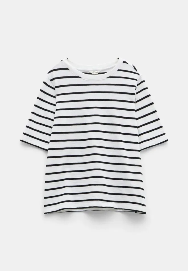 Hush Tops and Tshirts Women Sora Striped Relaxed TShirt Whiteblack Hush Tops and Tshirts Women Sora Striped Relaxed TShirt Whiteblack