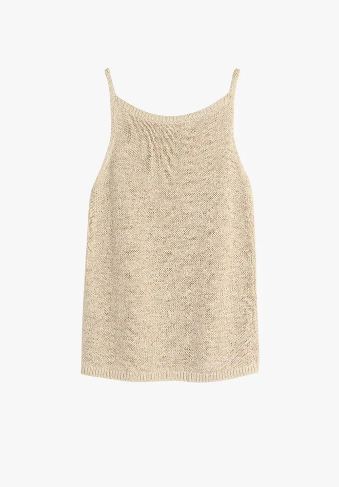 Hush Tops and Tshirts Women Thara Knitted Tape Vest Top Natural Hush Tops and Tshirts Women Thara Knitted Tape Vest Top Natural