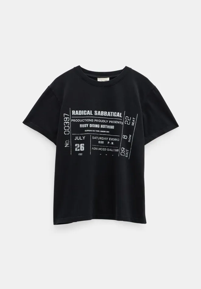 Hush Tops and Tshirts Women Ticket Graphic Washed TShirt Black Onyx Hush Tops and Tshirts Women Ticket Graphic Washed TShirt Black Onyx