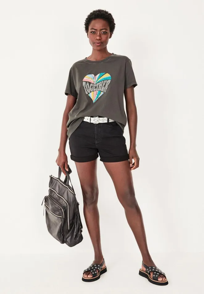 Hush Tops and Tshirts Women Together Relaxed TShirt Washed Black