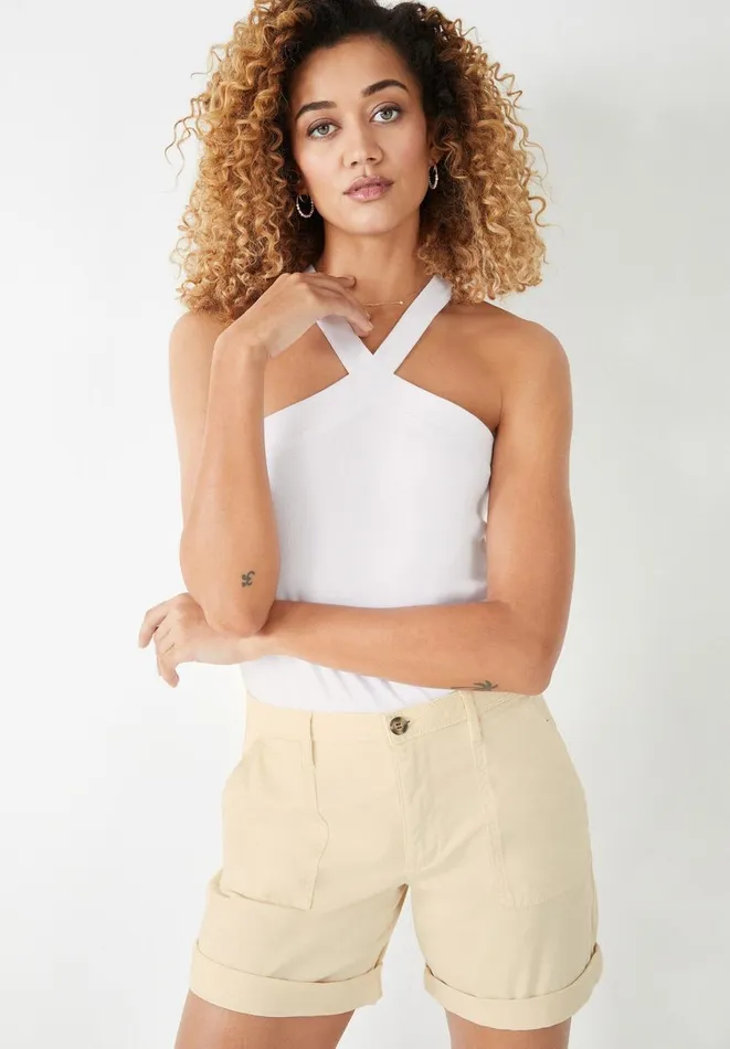 Hush Tops and Tshirts Women Tura Halterneck Cotton Vest White Hush Tops and Tshirts Women Tura Halterneck Cotton Vest White
