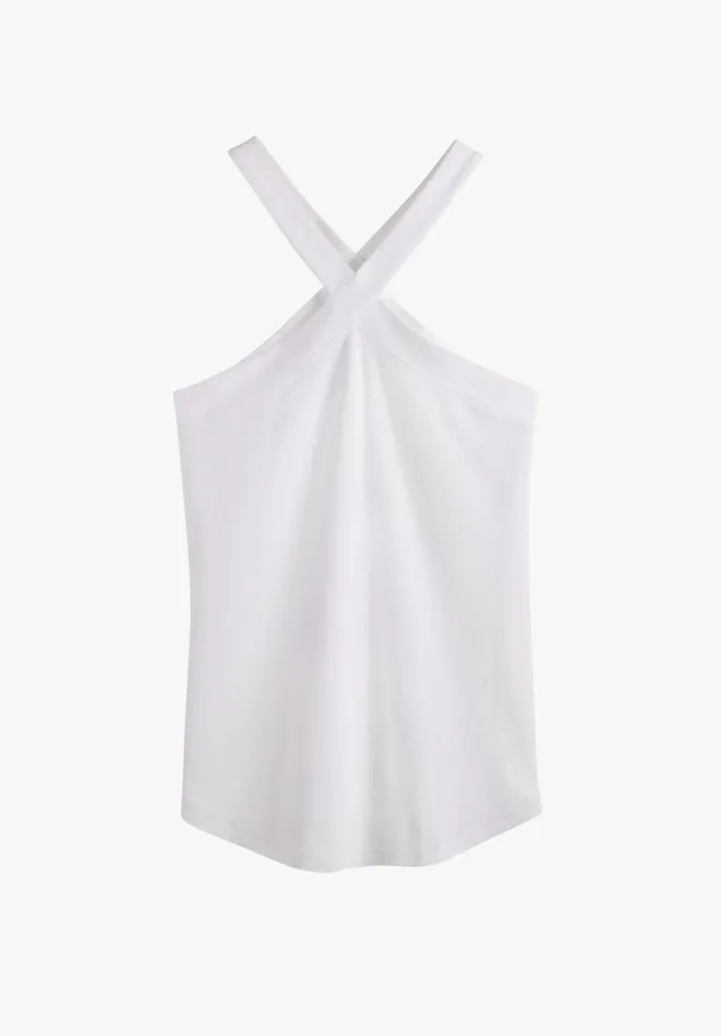 Hush Tops and Tshirts Women Tura Halterneck Cotton Vest White Hush Tops and Tshirts Women Tura Halterneck Cotton Vest White