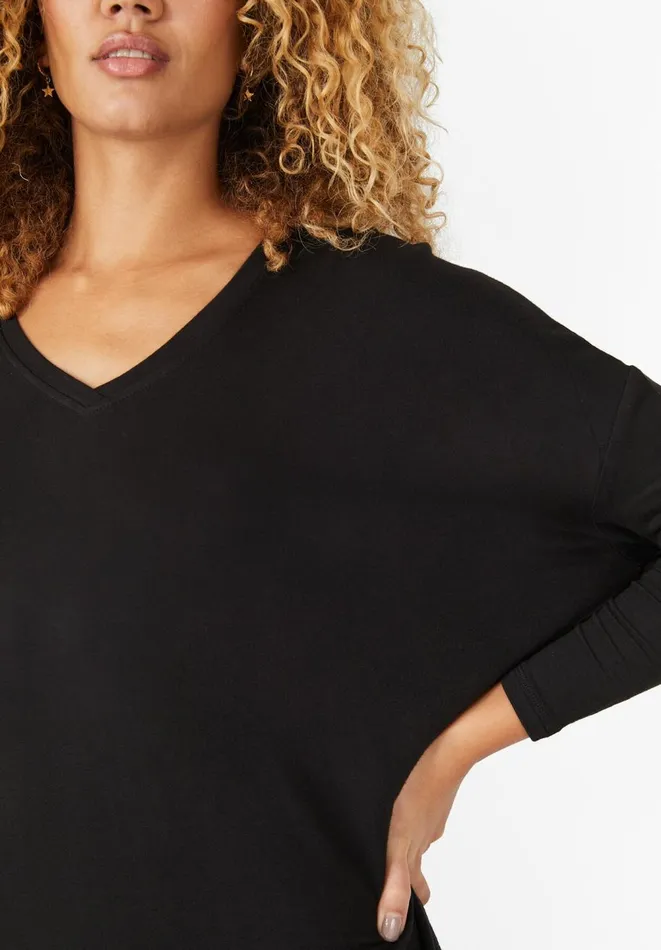 Hush Tops and Tshirts Women V Neck Wide Jersey Top Black Hush Tops and Tshirts Women V Neck Wide Jersey Top Black