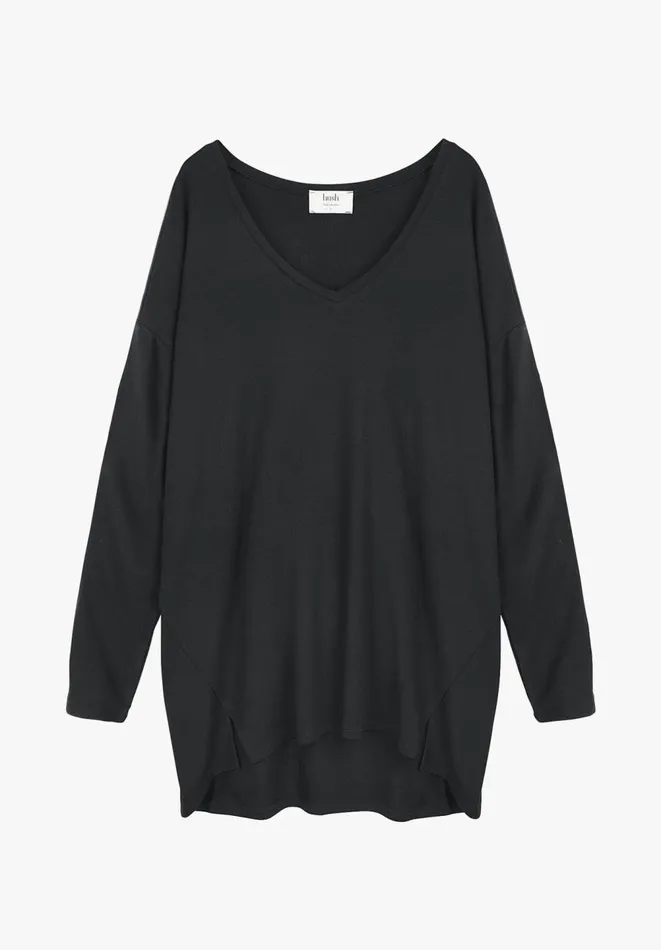 Hush Tops and Tshirts Women V Neck Wide Jersey Top Black Hush Tops and Tshirts Women V Neck Wide Jersey Top Black