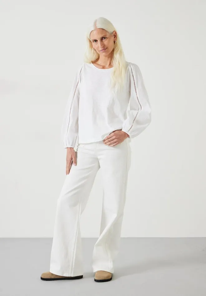 Hush Tops and Tshirts Women Violet Ladder Blouson Jersey Top White Hush Tops and Tshirts Women Violet Ladder Blouson Jersey Top White
