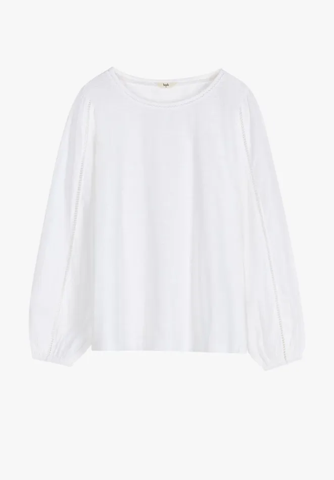 Hush Tops and Tshirts Women Violet Ladder Blouson Jersey Top White Hush Tops and Tshirts Women Violet Ladder Blouson Jersey Top White