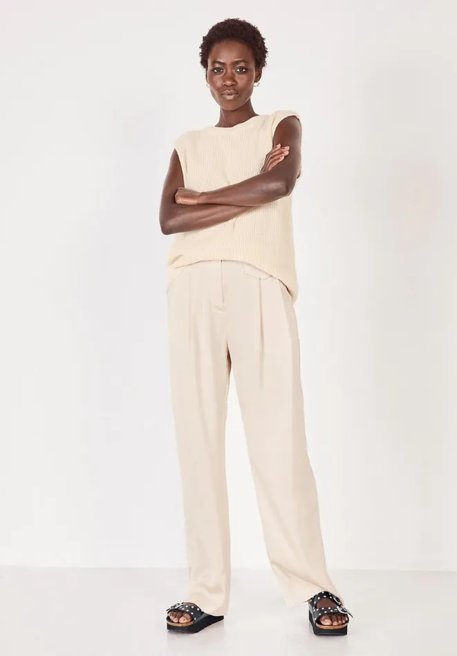 Hush Trousers Women Carine Wide Leg Satin Trousers Ecru Hush Trousers Women Carine Wide Leg Satin Trousers Ecru