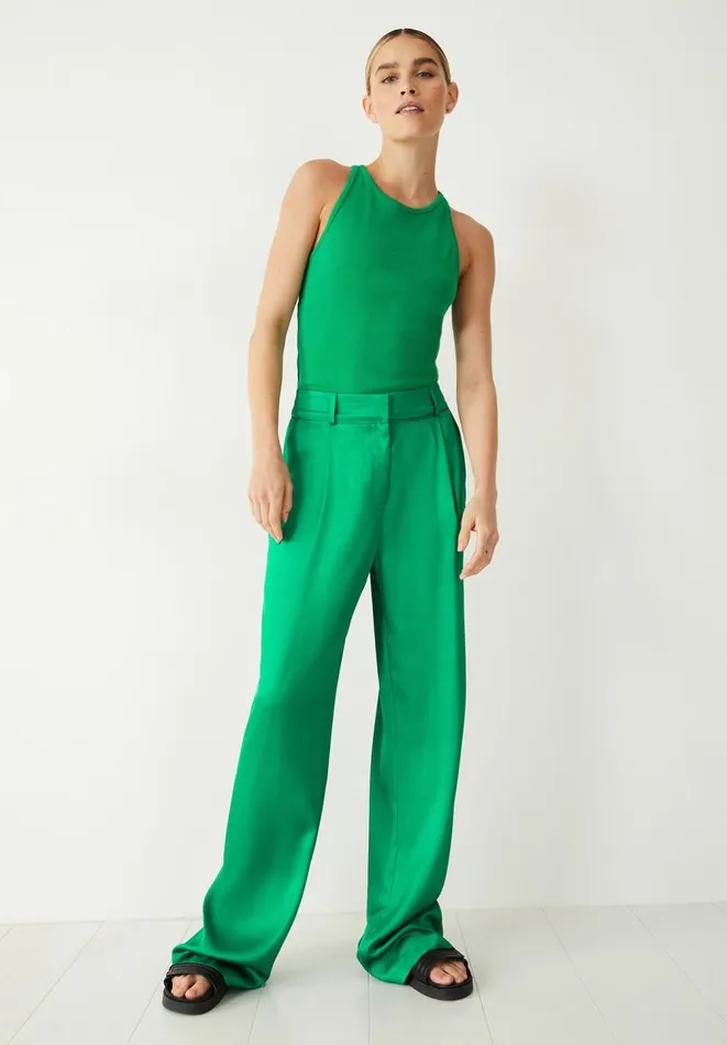 Hush Trousers Women Cecilly Satin Trousers Green