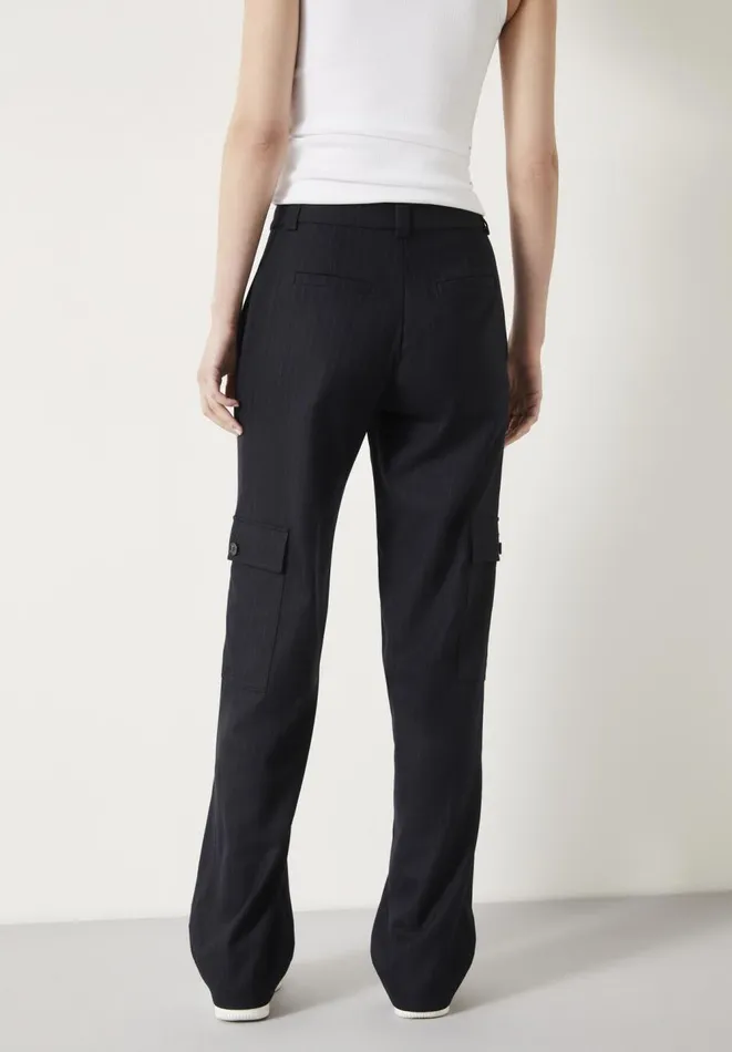 Hush Trousers Women Courtney Cargo Pinstripe Wool Blend Trousers Midnight Navy Hush Trousers Women Courtney Cargo Pinstripe Wool Blend Trousers Midnight Navy