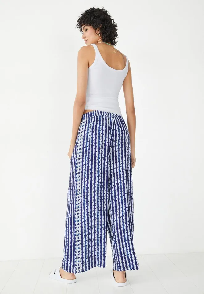 Hush Trousers Women Printed Wide Leg Trouser Shibori Stripe Navy Hush Trousers Women Printed Wide Leg Trouser Shibori Stripe Navy