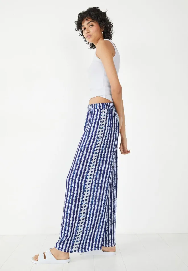 Hush Trousers Women Printed Wide Leg Trouser Shibori Stripe Navy Hush Trousers Women Printed Wide Leg Trouser Shibori Stripe Navy