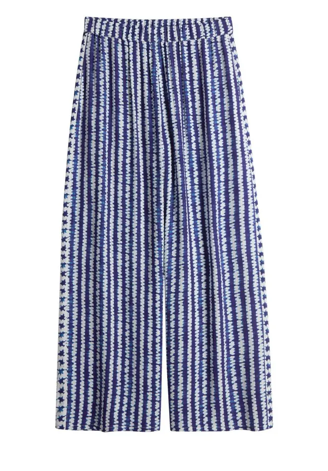 Hush Trousers Women Printed Wide Leg Trouser Shibori Stripe Navy Hush Trousers Women Printed Wide Leg Trouser Shibori Stripe Navy