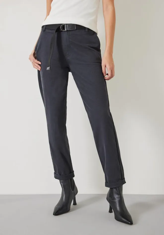 Hush Trousers Women Tanya Tapered Chino Trousers Washed Black Hush Trousers Women Tanya Tapered Chino Trousers Washed Black