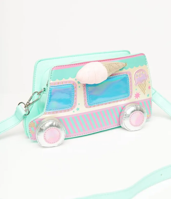 Ice Cream Truck Leatherette Handbag Accessories Unique Vintage Novelty Bags
