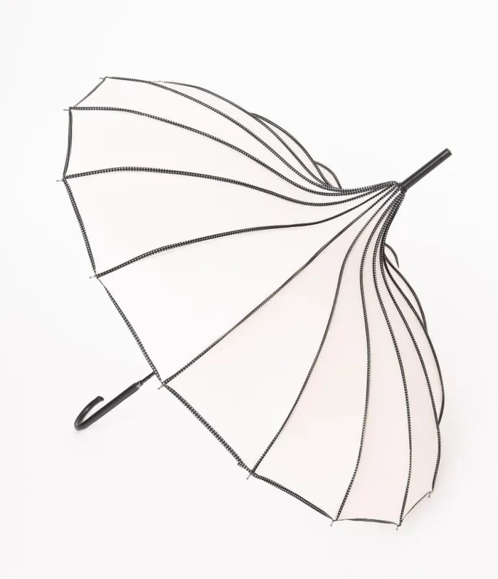 Ivory and Black Polka Dot Princess Pagoda Umbrella Accessories Unique Vintage Umbrellas Ivory and Black Polka Dot Princess Pagoda Umbrella Accessories Unique Vintage Umbrellas