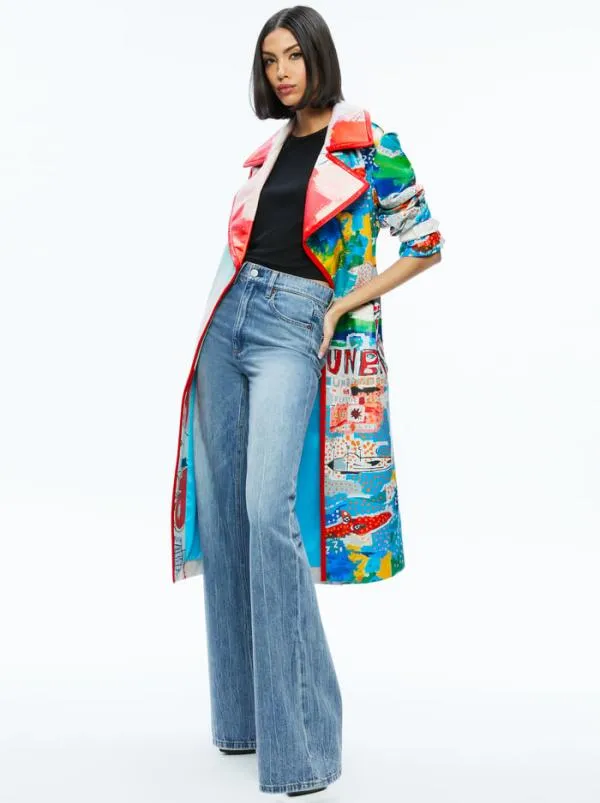 Jackets Coats Women Alice Olivia AO X BASQUIAT NEVADA VEGAN LEATHER TRENCH COAT Insignia