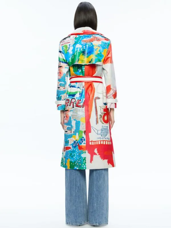 Jackets Coats Women Alice Olivia AO X BASQUIAT NEVADA VEGAN LEATHER TRENCH COAT Insignia