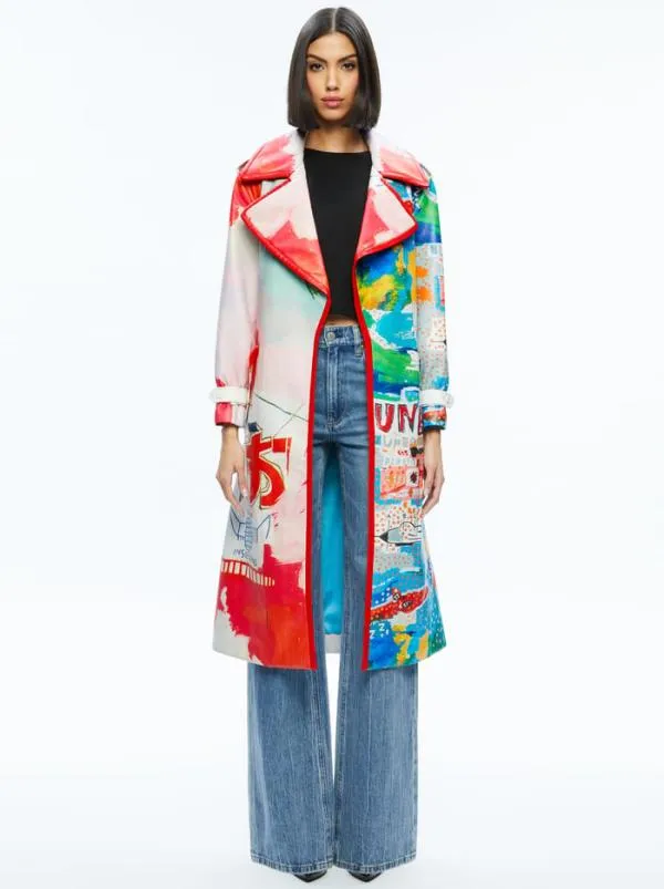Jackets Coats Women Alice Olivia AO X BASQUIAT NEVADA VEGAN LEATHER TRENCH COAT Insignia