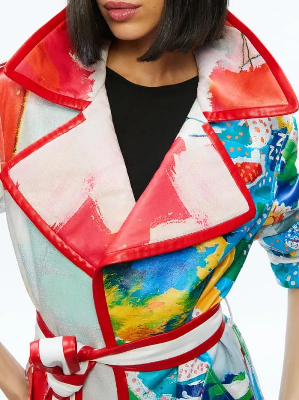 Jackets Coats Women Alice Olivia AO X BASQUIAT NEVADA VEGAN LEATHER TRENCH COAT Insignia