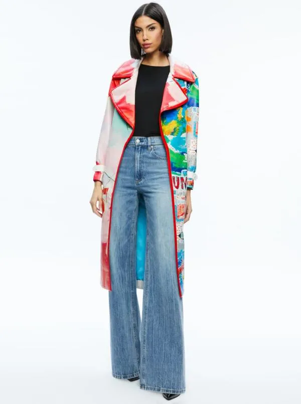 Jackets Coats Women Alice Olivia AO X BASQUIAT NEVADA VEGAN LEATHER TRENCH COAT Insignia