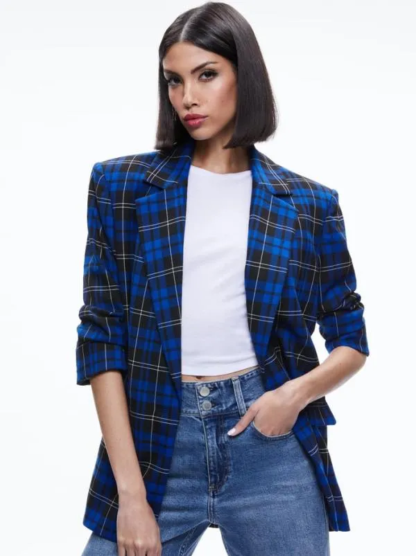 Jackets Coats Women Alice Olivia ASHLEY OVERSIZED BLAZER Schoolgirl Plaid Sapphire Jackets Coats Women Alice Olivia ASHLEY OVERSIZED BLAZER Schoolgirl Plaid Sapphire