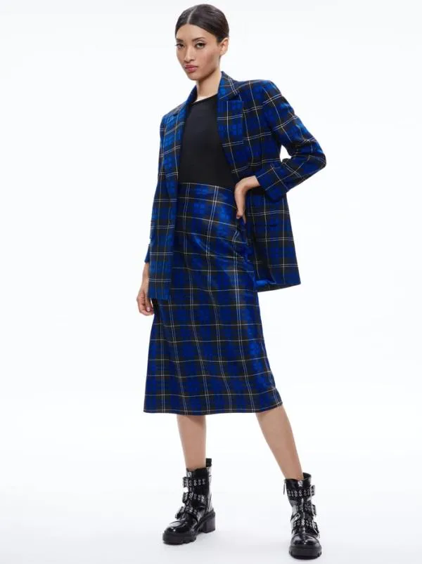 Jackets Coats Women Alice Olivia ASHLEY OVERSIZED BLAZER Schoolgirl Plaid Sapphire