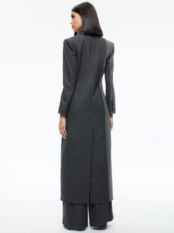 Jackets Coats Women Alice Olivia BRET LONG BLAZER Greycharcoal Pinstripe