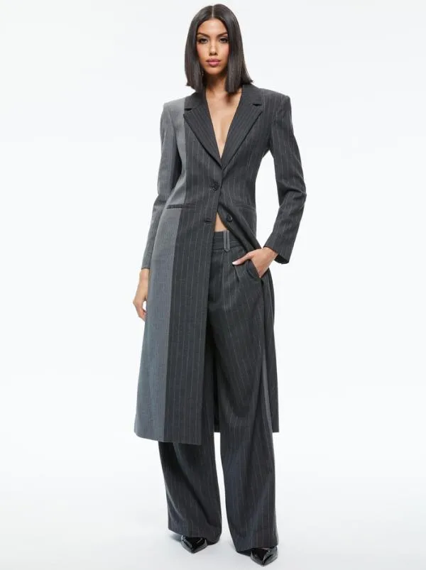 Jackets Coats Women Alice Olivia BRET LONG BLAZER Greycharcoal Pinstripe