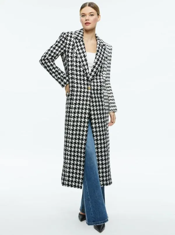 Jackets Coats Women Alice Olivia COLLEY LONG TWEED COAT Blackoff White