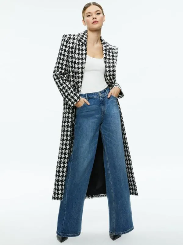 Jackets Coats Women Alice Olivia COLLEY LONG TWEED COAT Blackoff White