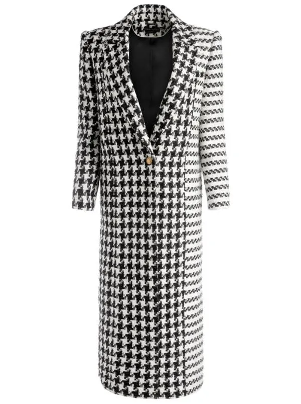 Jackets Coats Women Alice Olivia COLLEY LONG TWEED COAT Blackoff White