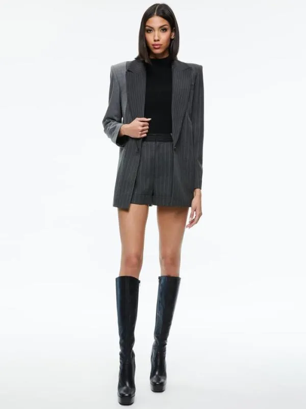 Jackets Coats Women Alice Olivia COLLEY NOTCH COLLAR BLAZER Greycharcoal Pinstripe