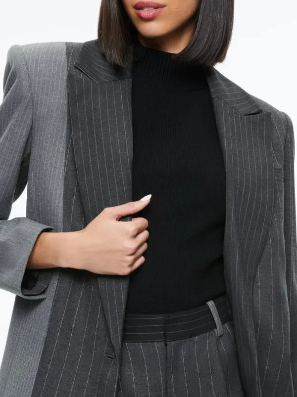 Jackets Coats Women Alice Olivia COLLEY NOTCH COLLAR BLAZER Greycharcoal Pinstripe