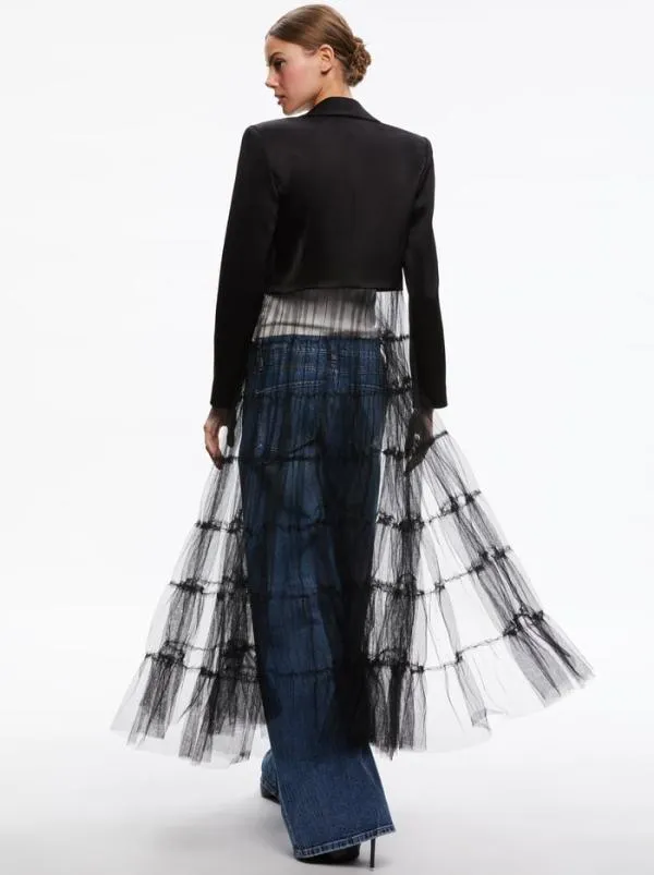 Jackets Coats Women Alice Olivia EVERLY TULLE BLAZER Black