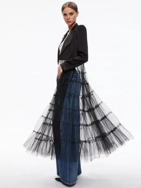 Jackets Coats Women Alice Olivia EVERLY TULLE BLAZER Black