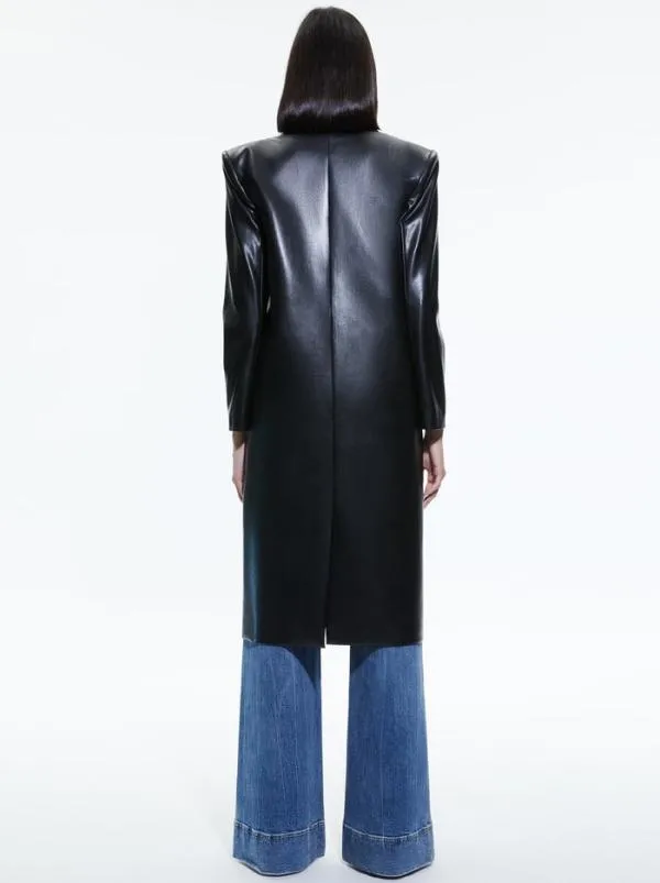 Jackets Coats Women Alice Olivia FIERRO VEGAN LEATHER LONG BLAZER Black