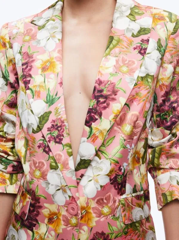 Jackets Coats Women Alice Olivia JUSTIN ROLLED CUFF BLAZER Juniper Floral Rose