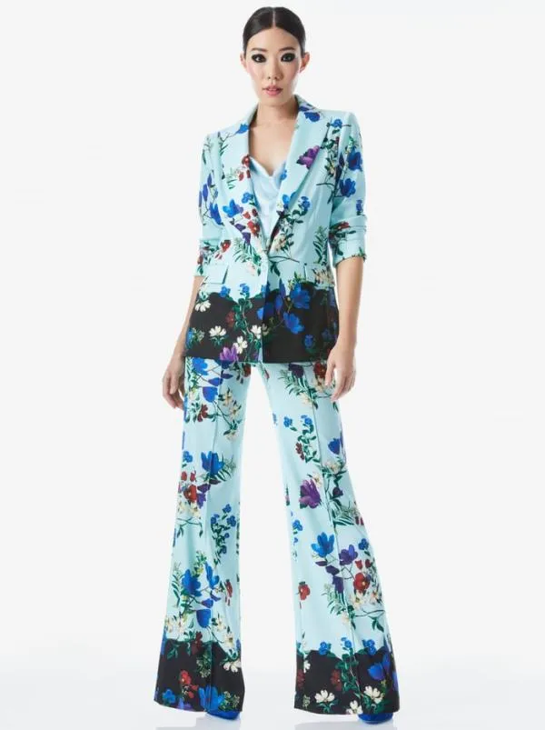 Jackets Coats Women Alice Olivia JUSTINE ROLLED CUFF BLAZER Beautiful Blooms Lg Julep