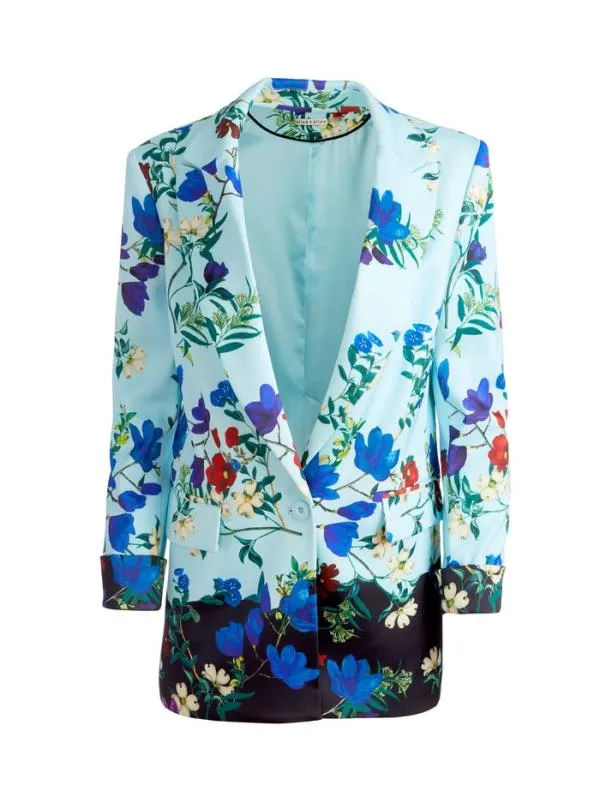Jackets Coats Women Alice Olivia JUSTINE ROLLED CUFF BLAZER Beautiful Blooms Lg Julep