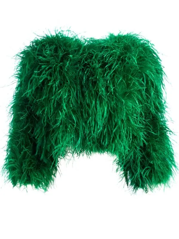 Jackets Coats Women Alice Olivia KIDMAN FEATHER JACKET Emerald