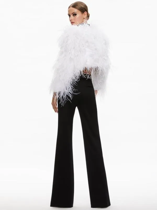 Jackets Coats Women Alice Olivia KIDMAN FEATHER JACKET Off White